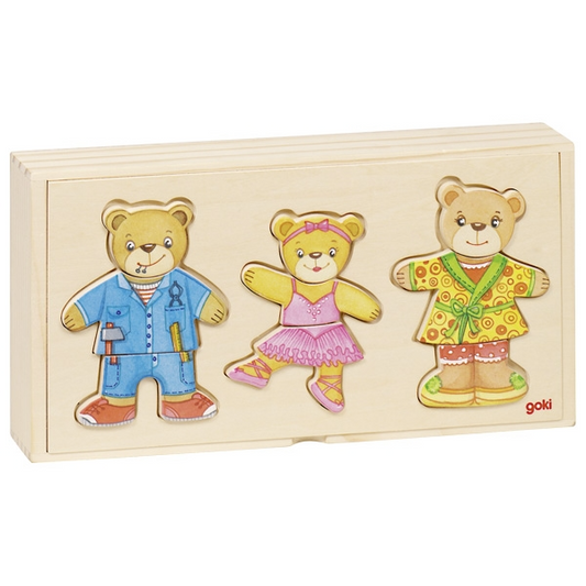 36-Piece Wooden Dress-Up Bear Family Puzzle