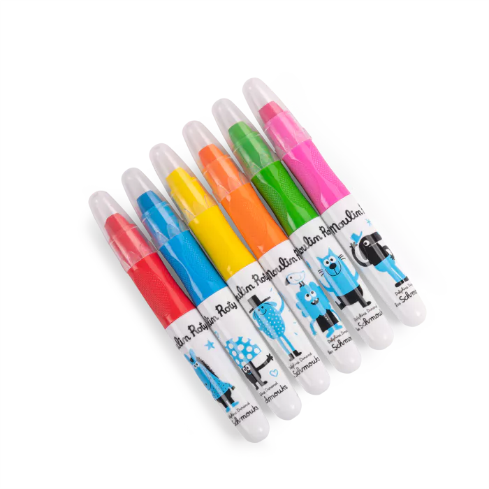 6 MULTI-SURFACE CRAYONS "THE SCHMOUKS"