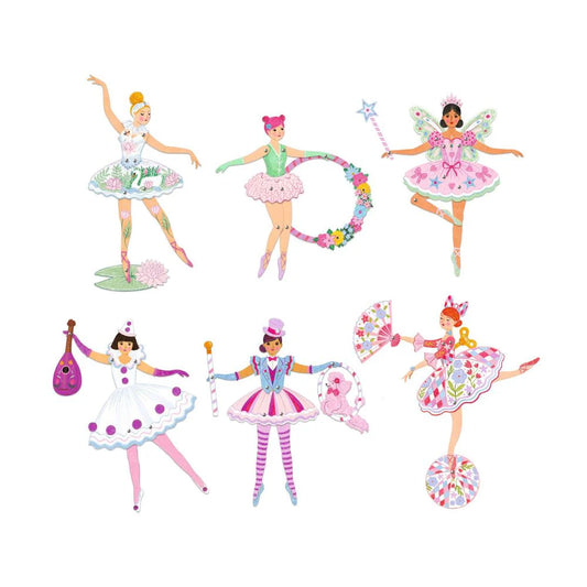 6 "TUTUS" JUMPING JACKS TO COLOUR IN
