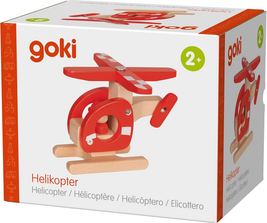 RED WOODEN HELICOPTER