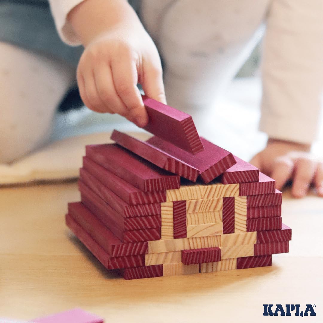 KAPLA Coffret 40 Planchettes Rouges – Jeu De Construction Par Empilement – Dès 3 Ans – Bois Naturel Sans Colle