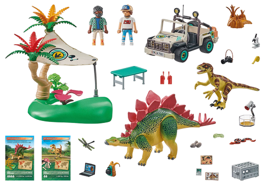 CAMPEMENT DES EXPLORATEURS AVEC DINOSAURES "DINOS"