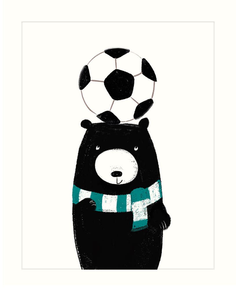 BEAR WITH SOCCER BALL GREETING CARD