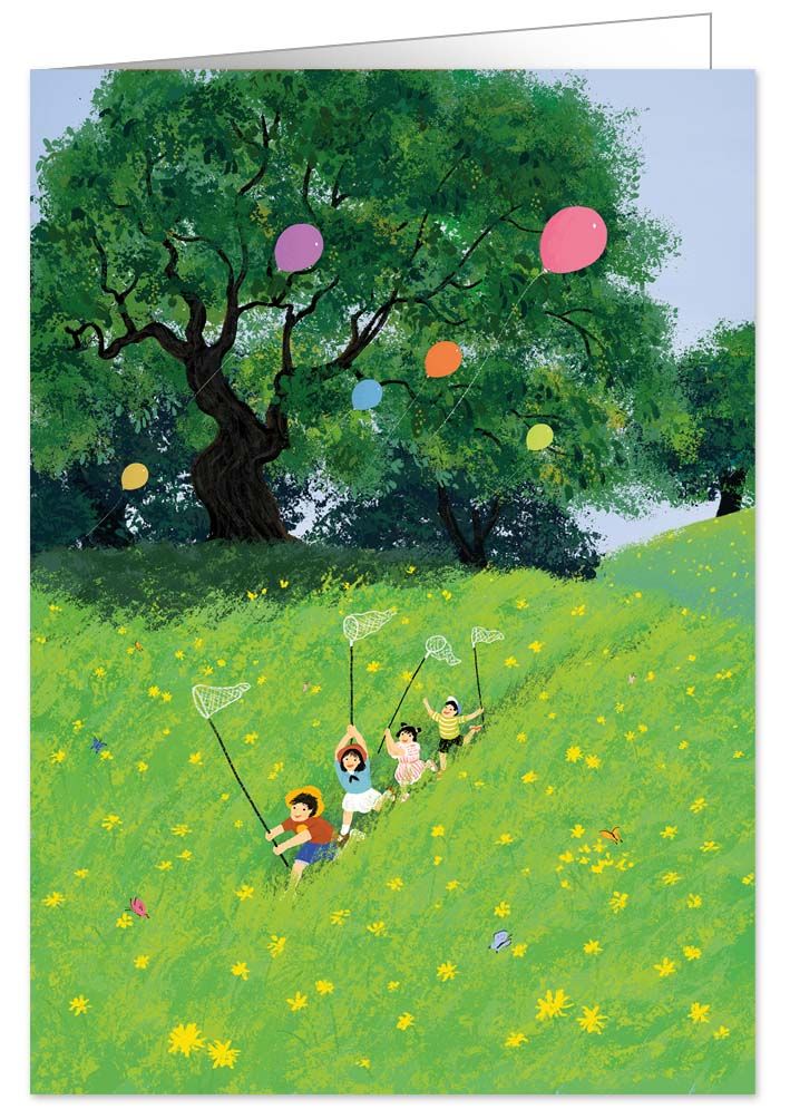 BUTTERFLY CATCHING CHILDREN'S GREETING CARD