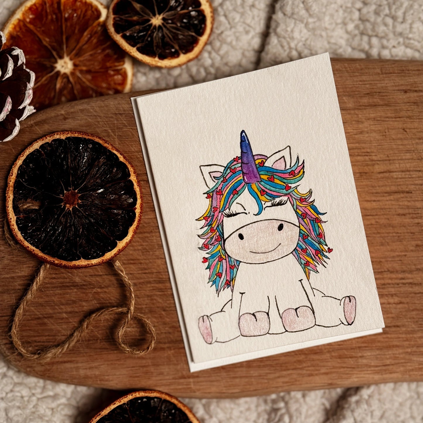 HEARTS UNICORN GREETING CARD