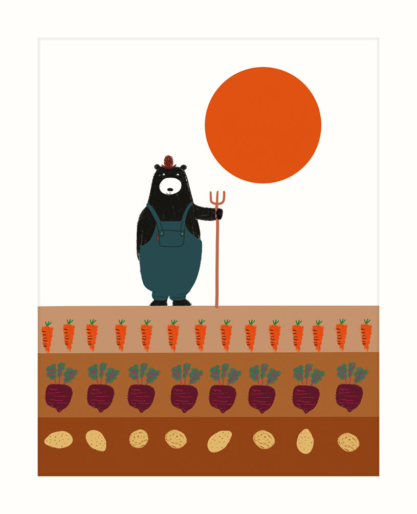 FARMER BEAR GREETING CARD
