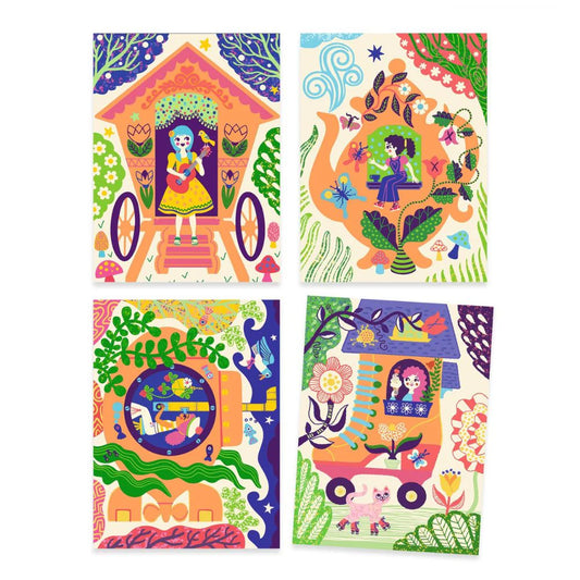 DUAL-COLOUR SCRATCH BOARDS "WACKY HOUSES"