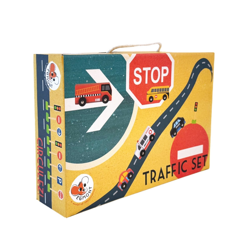 TRAFFIC SET WITH WOODEN CARS