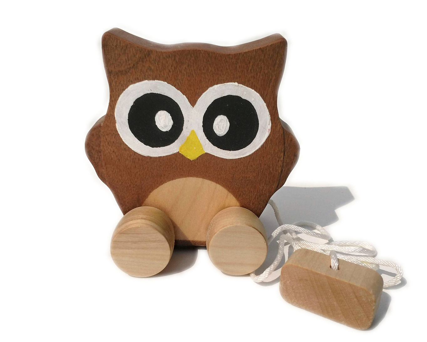 WOODEN PULL-AROUND OWL