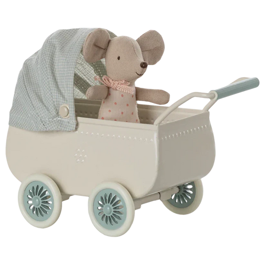 PRAM WITH BABY MOUSE MINT