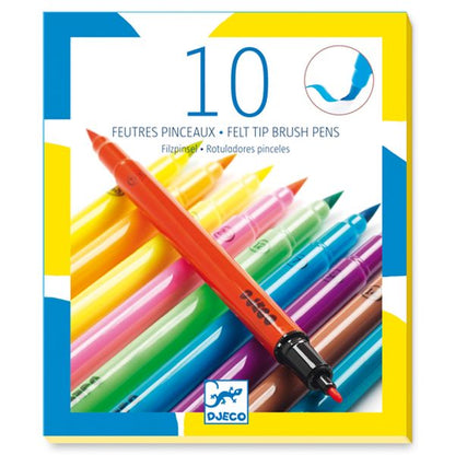 10 FEUTRES PINCEAUX COULEURS POP