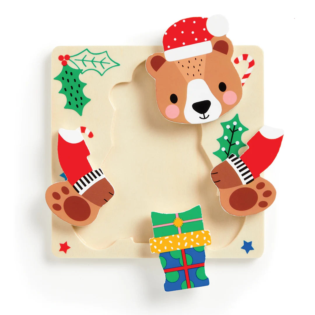 SET OF 4 WOODEN PUZZLES "FESTIVE FRIENDS"