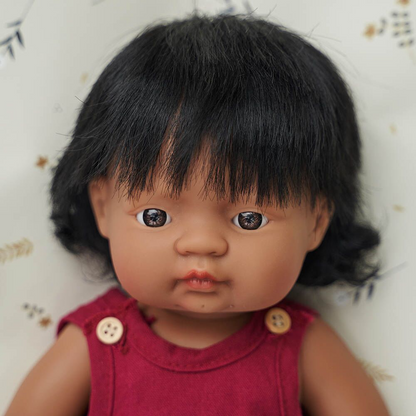 DARK BROWN HAIR GIRL DOLL 38 CM