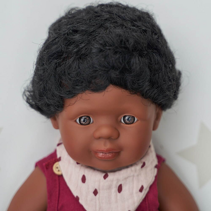 38 CM BOY DOLL WITH BROWN HAIR