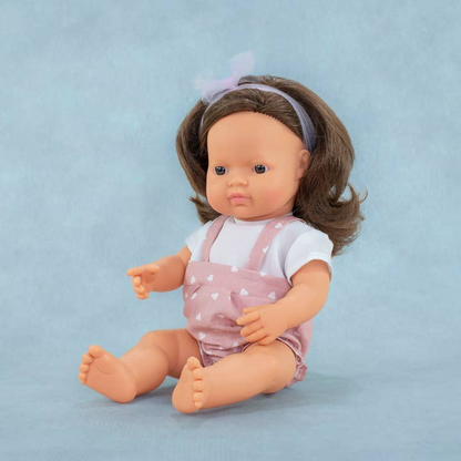 38 CM BABY GIRL DOLL BROWN HAIR "MY FRIENDS AND ME"