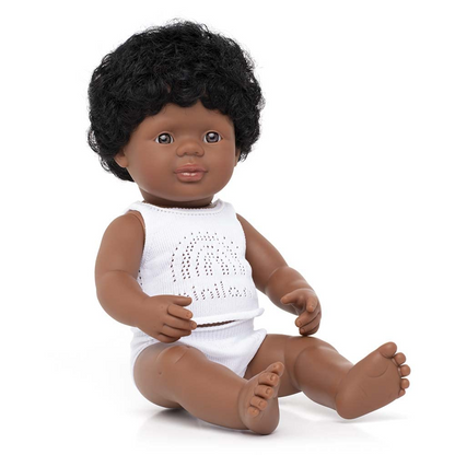 38 CM BOY DOLL WITH BROWN HAIR