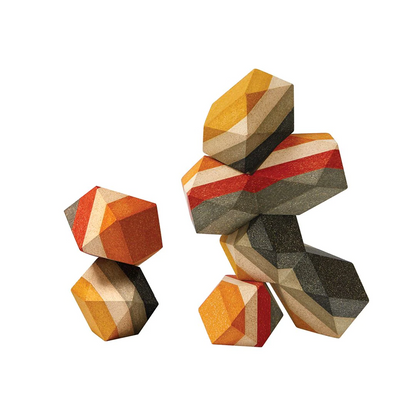 WOODEN GEO STACKING ROCKS