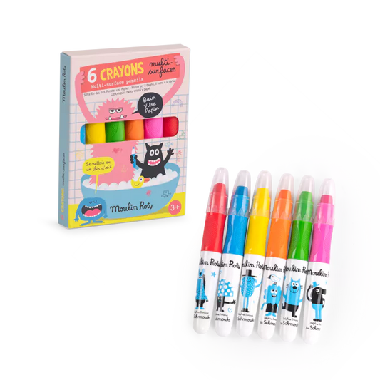 6 MULTI-SURFACE CRAYONS "THE SCHMOUKS"