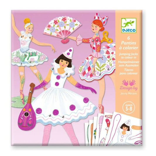 6 "TUTUS" JUMPING JACKS TO COLOUR IN