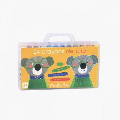 BOX OF 24 "LES POPIPOP" WAX CRAYONS