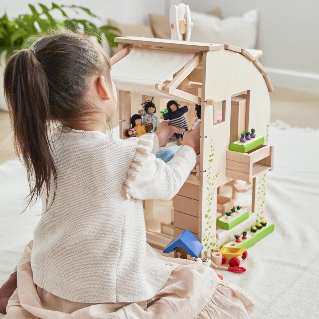 ECO-FRIENDLY WOODEN FURNISHED DOLLHOUSE