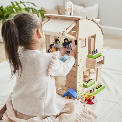 ECO-FRIENDLY WOODEN FURNISHED DOLLHOUSE