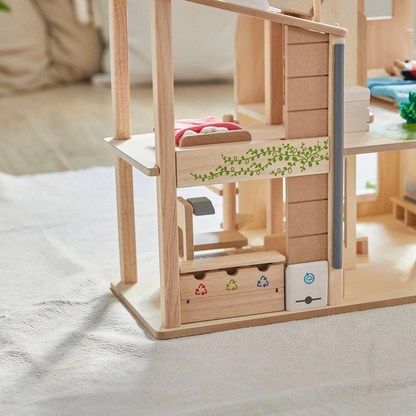 ECO-FRIENDLY WOODEN FURNISHED DOLLHOUSE