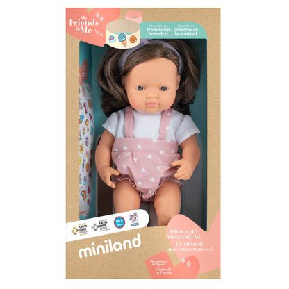 38 CM BABY GIRL DOLL BROWN HAIR "MY FRIENDS AND ME"