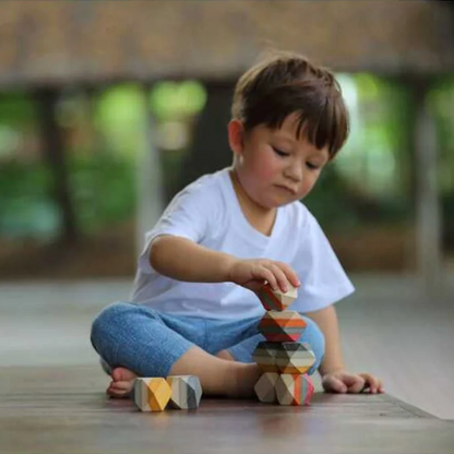 WOODEN GEO STACKING ROCKS