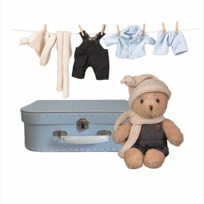 MORRIS AND HIS CLOTHES IN A SUITCASE 