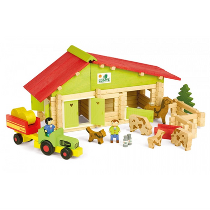 WOODEN FARM WITH TRACTOR AND ANIMALS 140 PCS