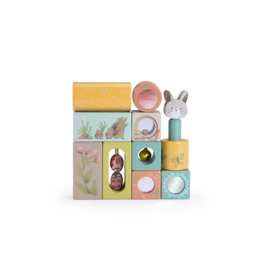 CUBES D'ACTIVITÉS EN BOIS "TROIS PETITS LAPINS"