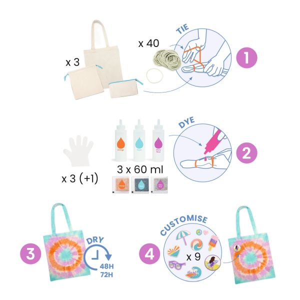 ACCESSOIRES TIE-DYE À CRÉER DIY "SUNSHINE CAMP"
