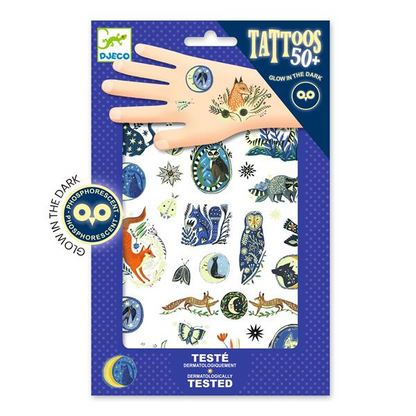 TATOUAGES TEMPORAIRES PHOSPHORESCENTS "REFLETS DE NUIT"