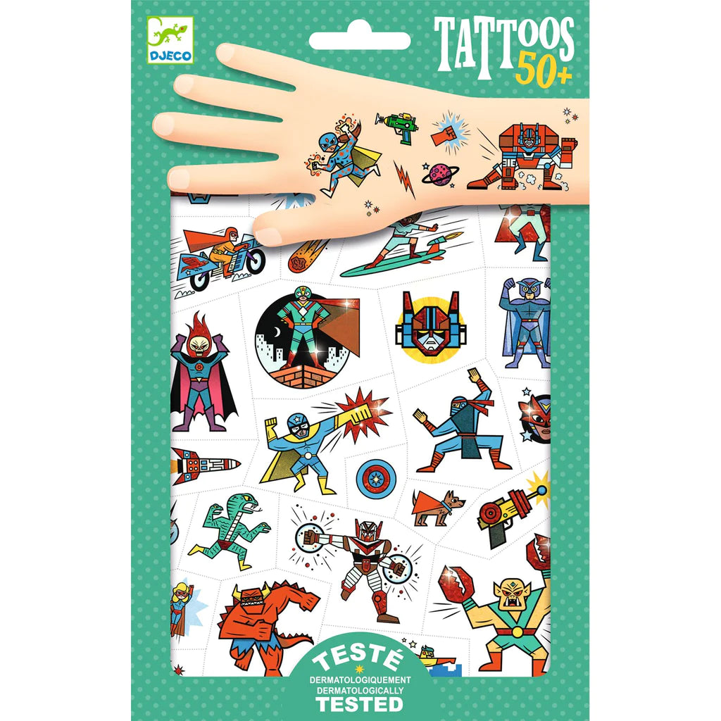 "HEROES VS. VILLAINS" TEMPORARY TATTOOS