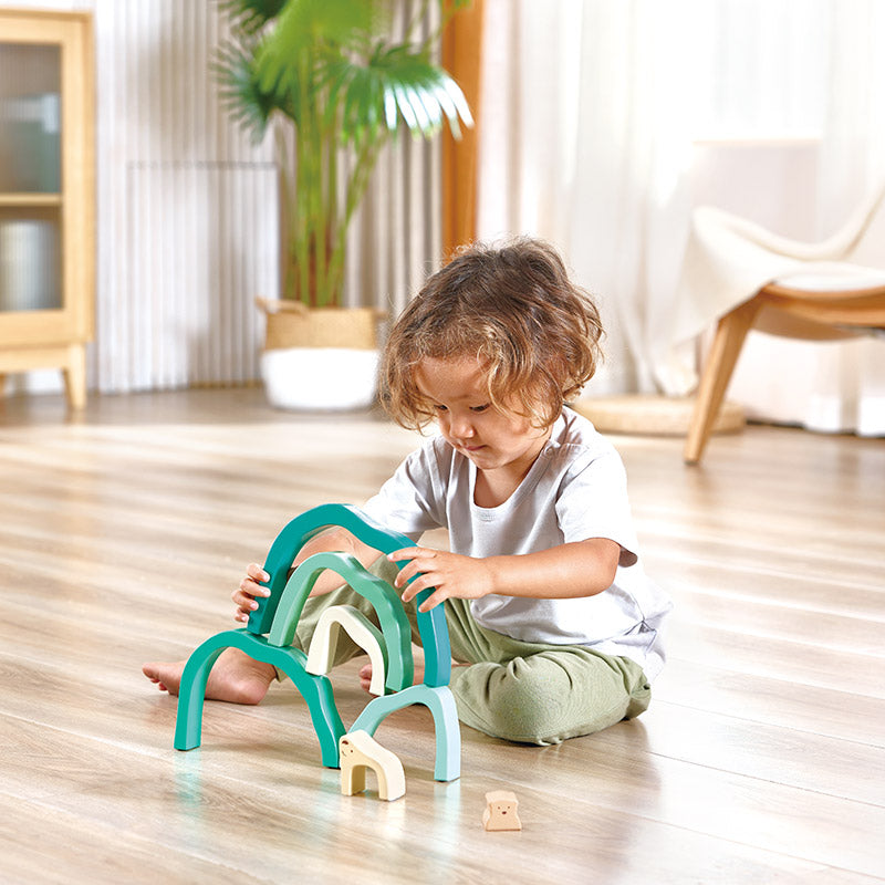 ARCTIC POLAR BEAR WOODEN STACKING BLOCKS