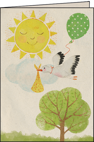 CARTE DE SOUHAITS CIGOGNE