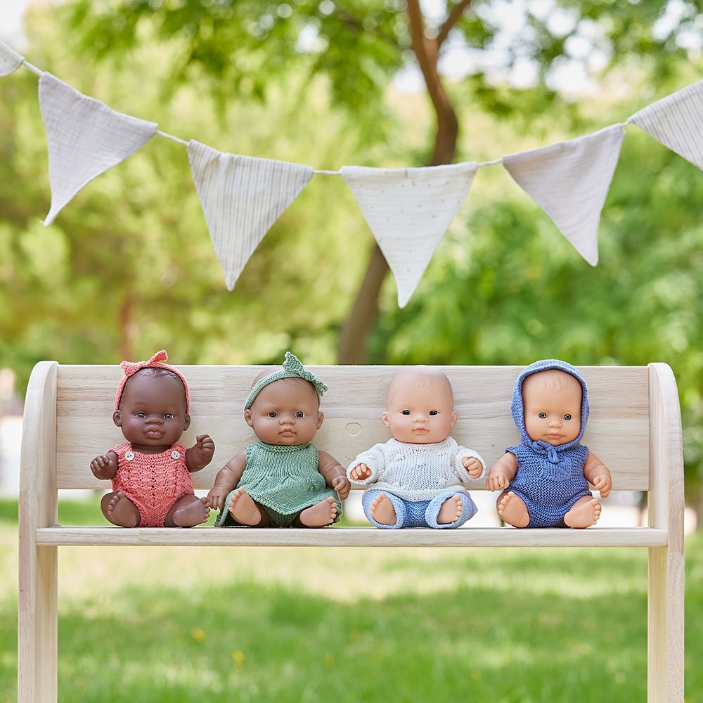 KNITTED ROMPER AND HOOD SET FOR 21 CM DOLLS