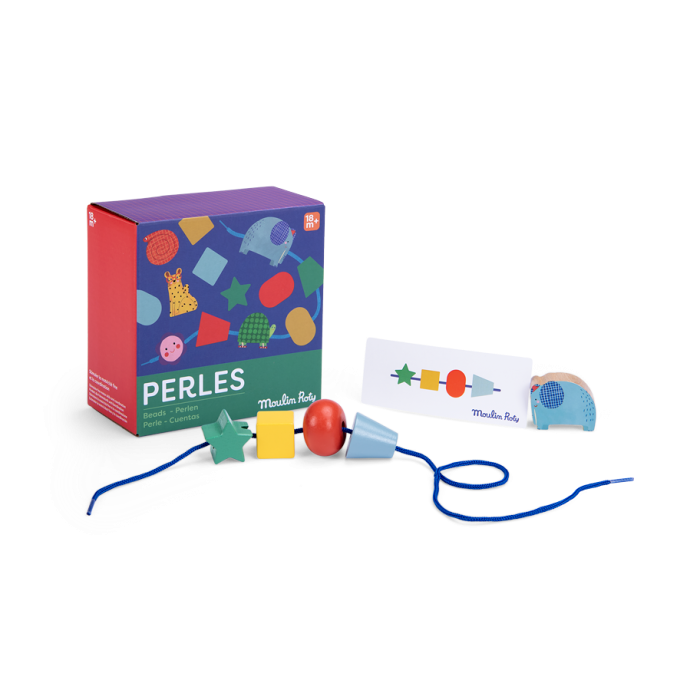 "LES TOUPITIS" WOODEN BEAD THREADING GAME