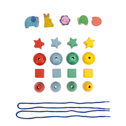 "LES TOUPITIS" WOODEN BEAD THREADING GAME