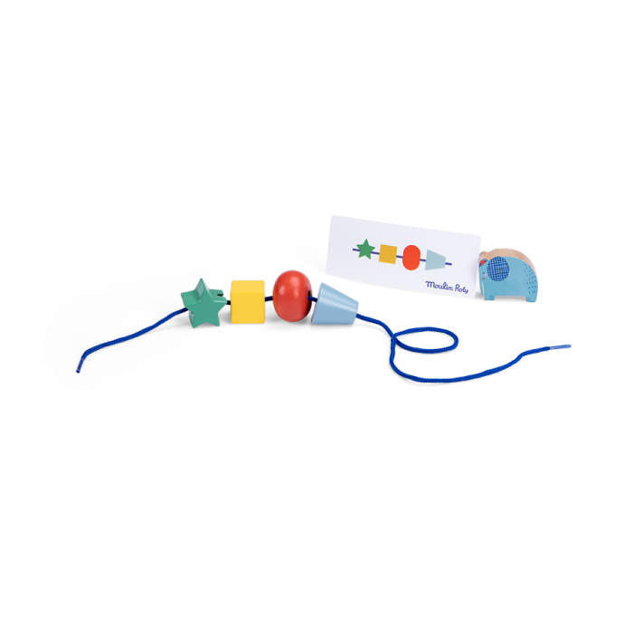 "LES TOUPITIS" WOODEN BEAD THREADING GAME