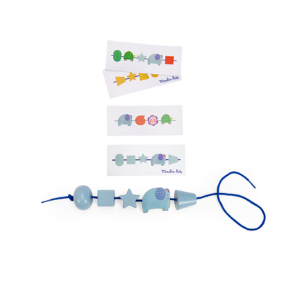 "LES TOUPITIS" WOODEN BEAD THREADING GAME
