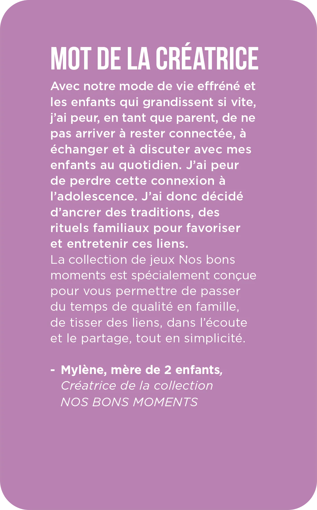 IMAGINE AND CREATE “OUR GOOD MOMENTS” FRENCH ONLY