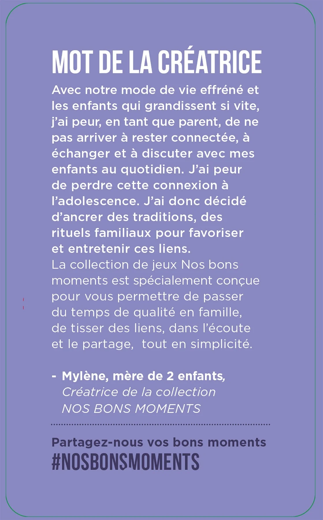 BEFORE GOING TO BED "OUR GOOD TIMES" FRENCH ONLY