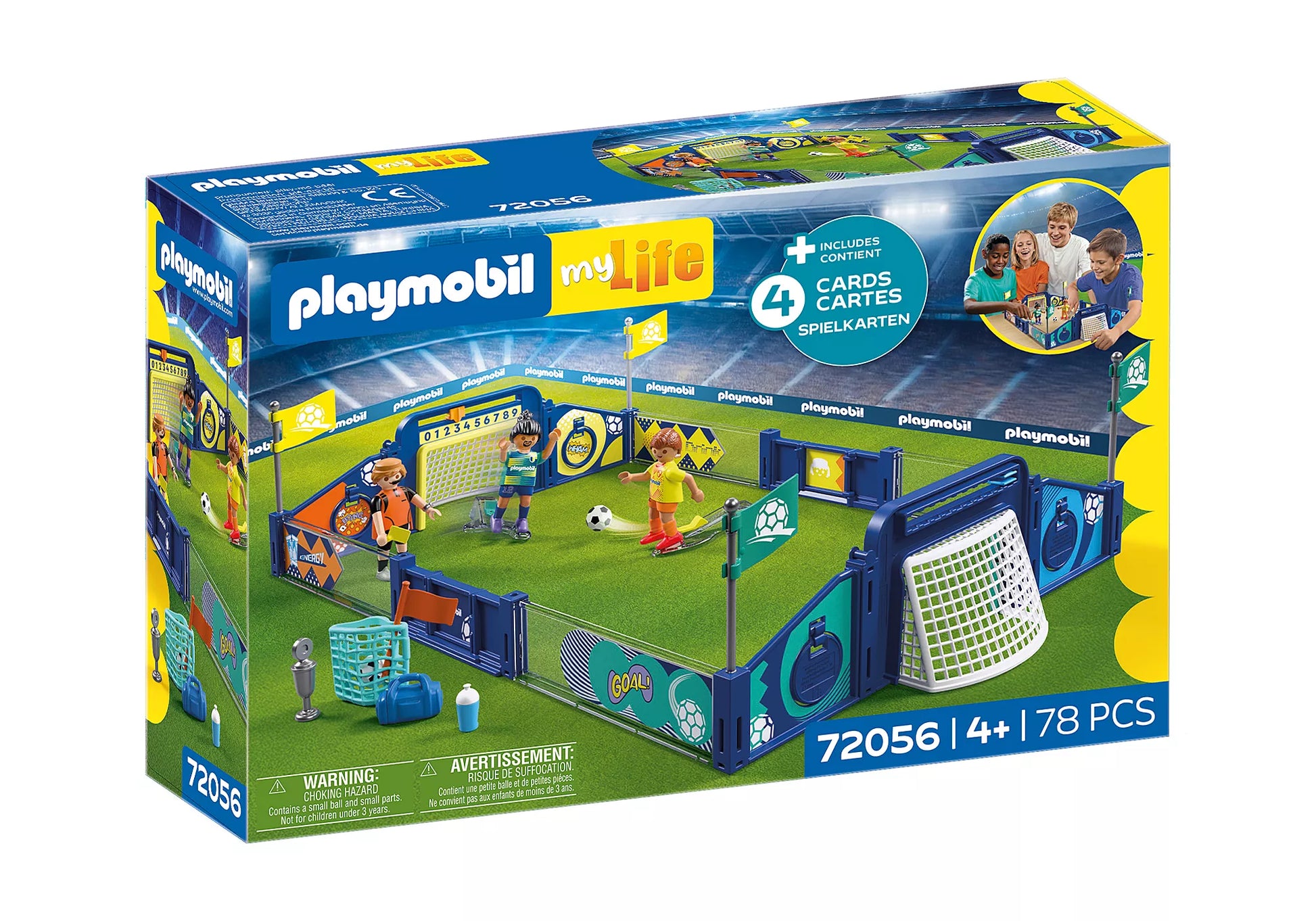 Boîte du jeu Playmobil myLife 72056 Arena de soccer contenant 78 pièces pour enfants de 4 ans et plus