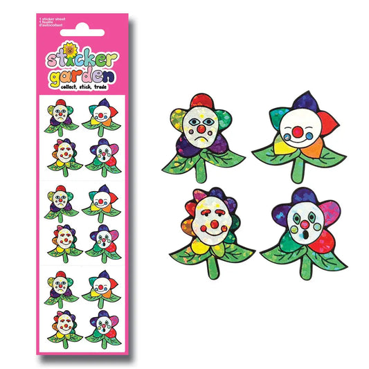 AUTOCOLLANTS BRILLANTS FLEURS CLOWNS
