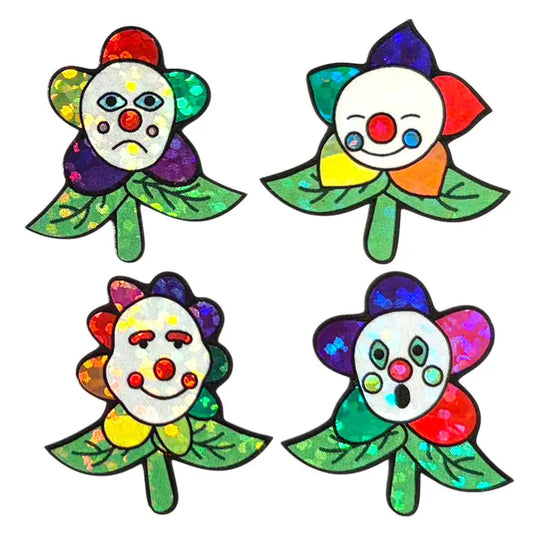 AUTOCOLLANTS BRILLANTS FLEURS CLOWNS