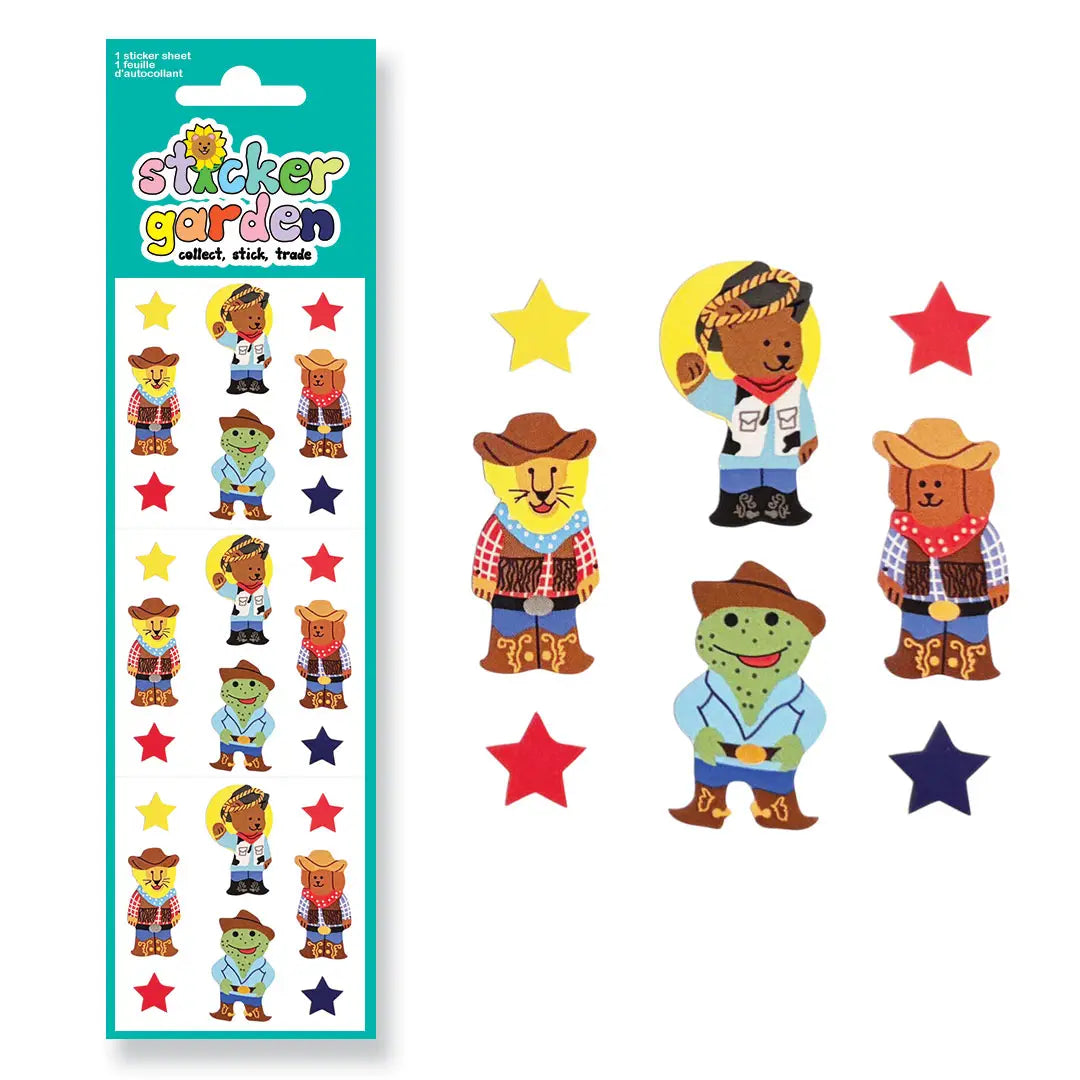 GLOSSY ANIMALS COWBOY STICKERS RETRO