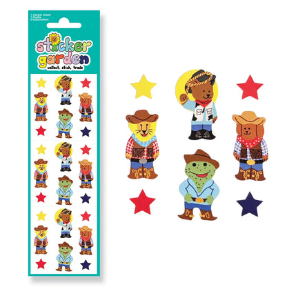 GLOSSY ANIMALS COWBOY STICKERS RETRO