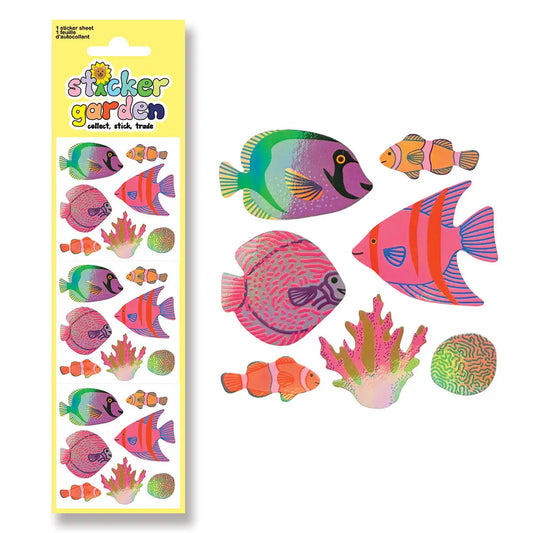 AUTOCOLLANTS POISSONS TROPICAUX FINITION PERLÉE